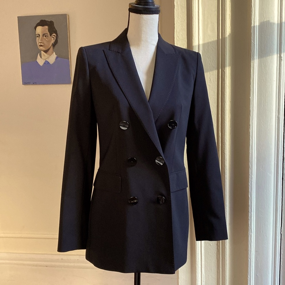 Preowned Massimo Dutti black double breasted blazer women’s US 4 with tags
